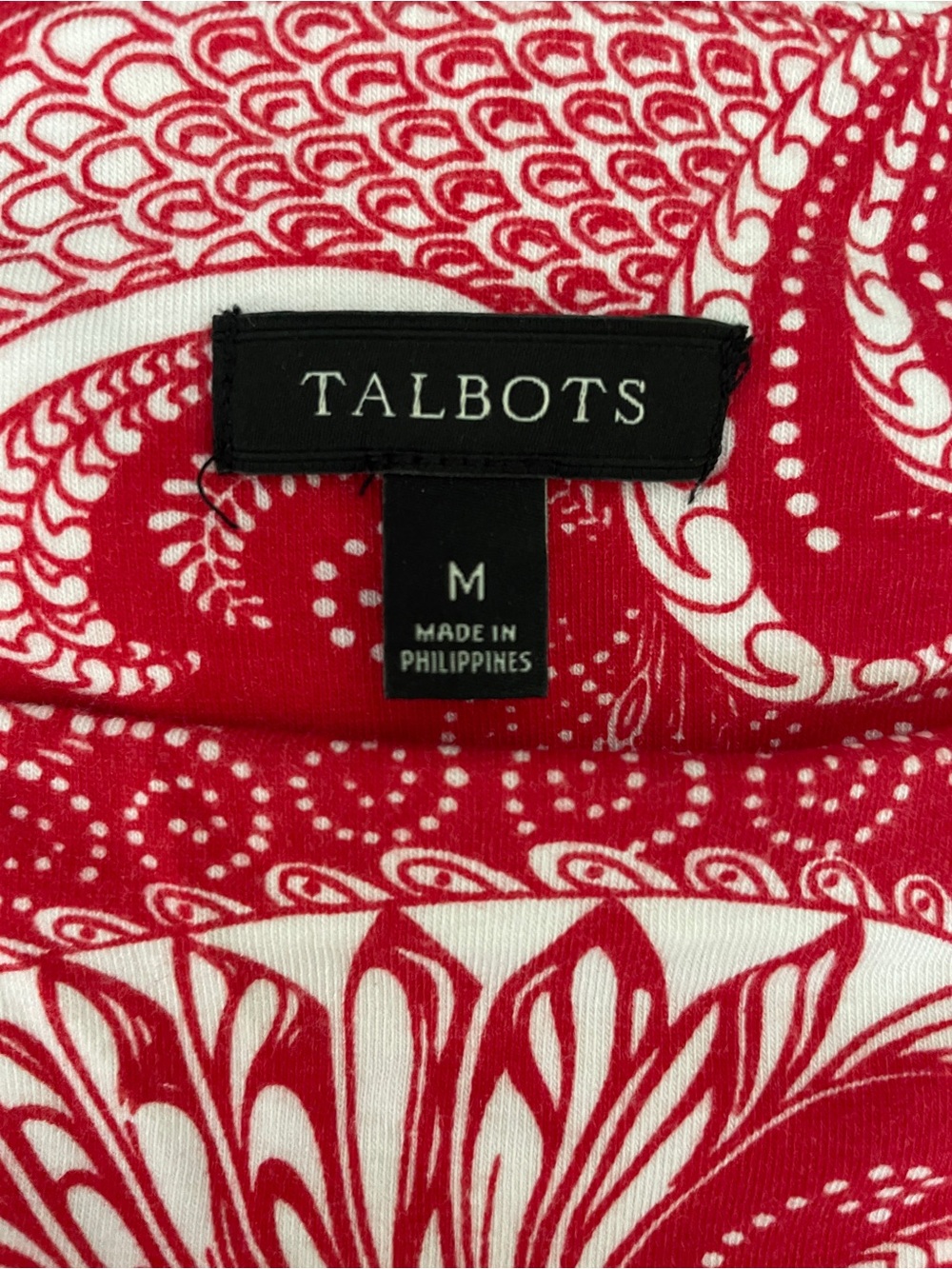 Talbots Red Paisley A-line Maxi Skirt Medium Pull On Elastic Waist - Picture 5 of 6